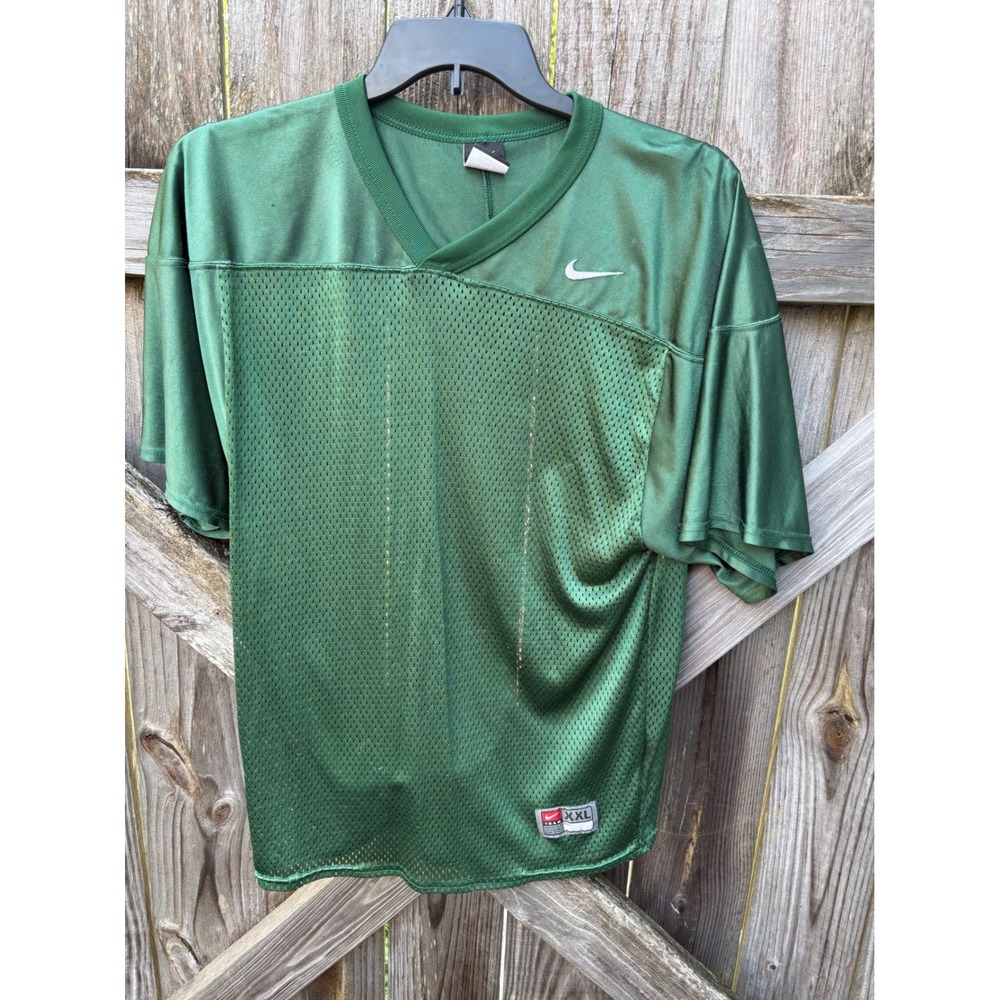 Nike Team Football Jersey Mens XXL Green Mesh Training Shirt V-Neck Swoosh